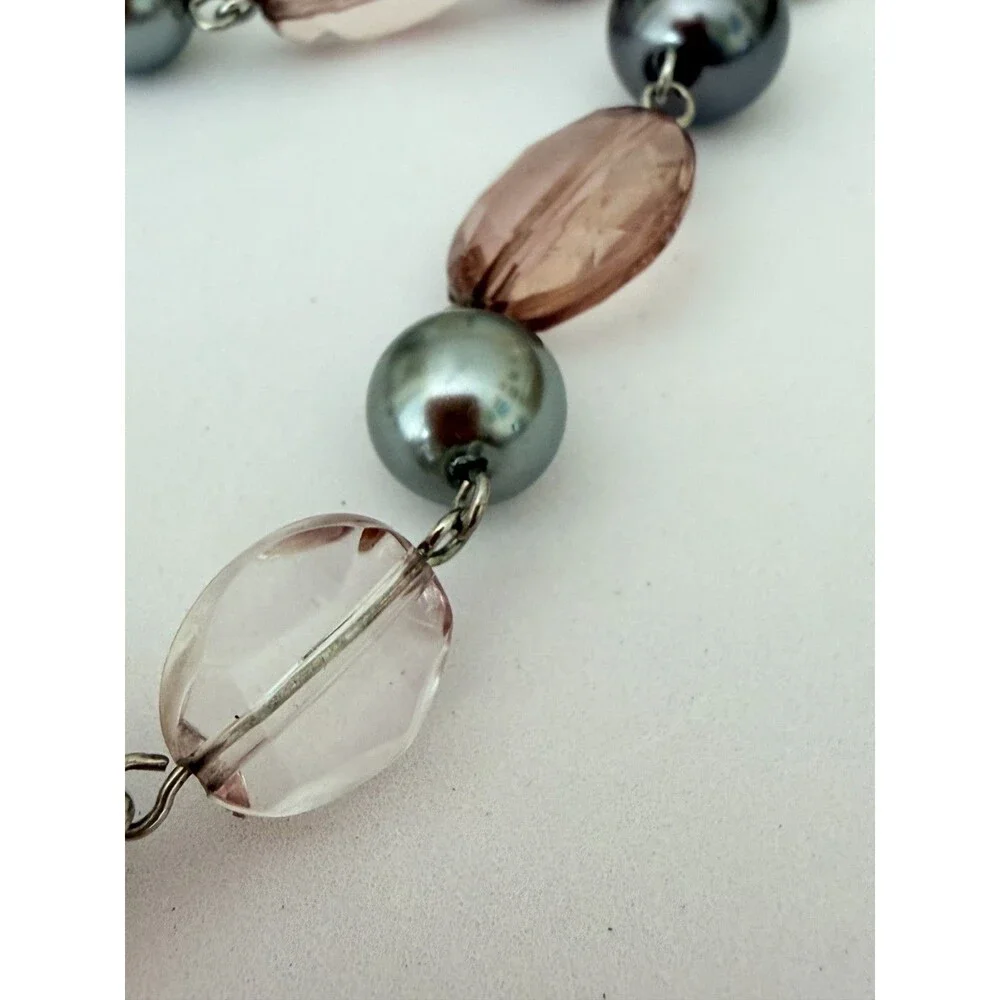 Vintage Premier Designs Faux Pearl & Faceted Bead Necklace & Earrings Set Elegan